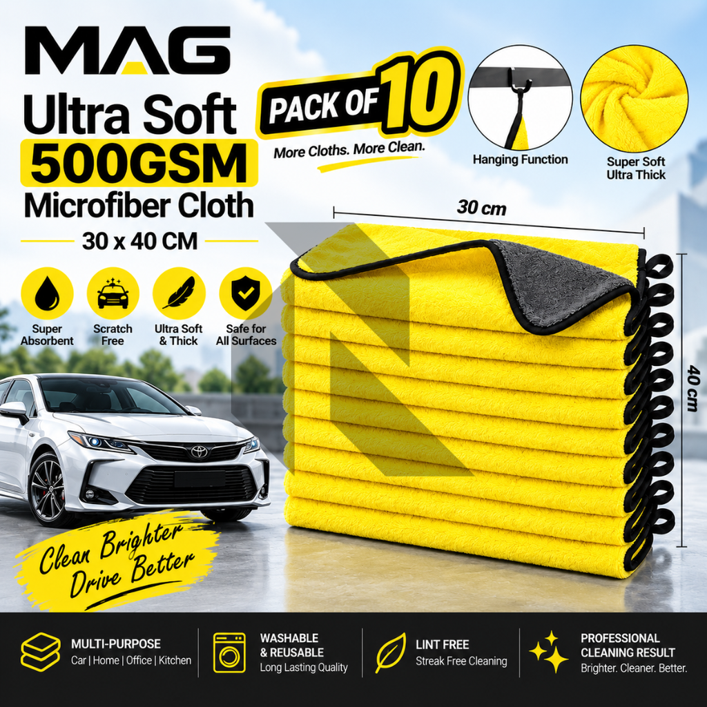 MAG Ultra Soft 500GSM Microfiber Cleaning Cloth 30x40CM – Thick Scratch-Free Towel