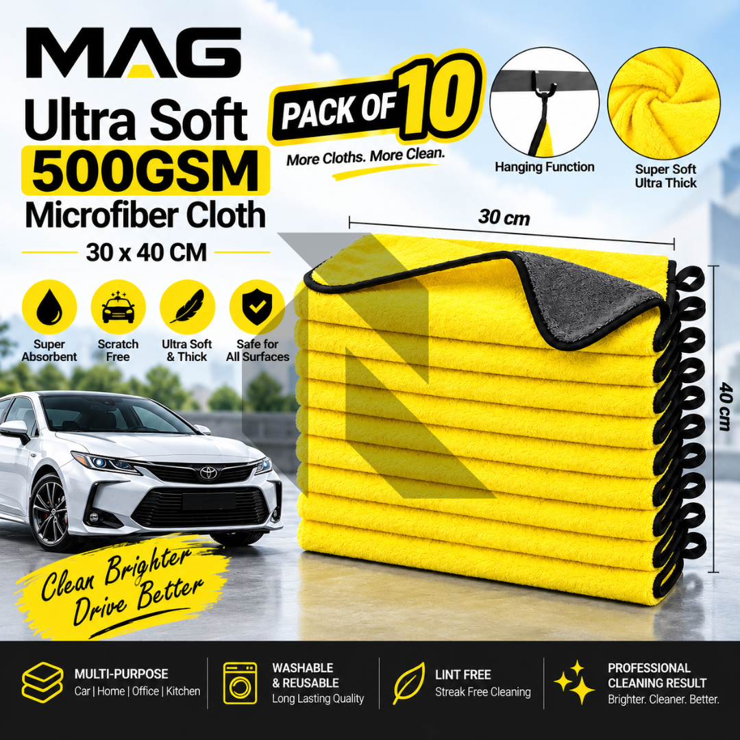 MAG Ultra Soft 500GSM Microfiber Cleaning Cloth 30x40CM – Thick Scratch-Free Towel