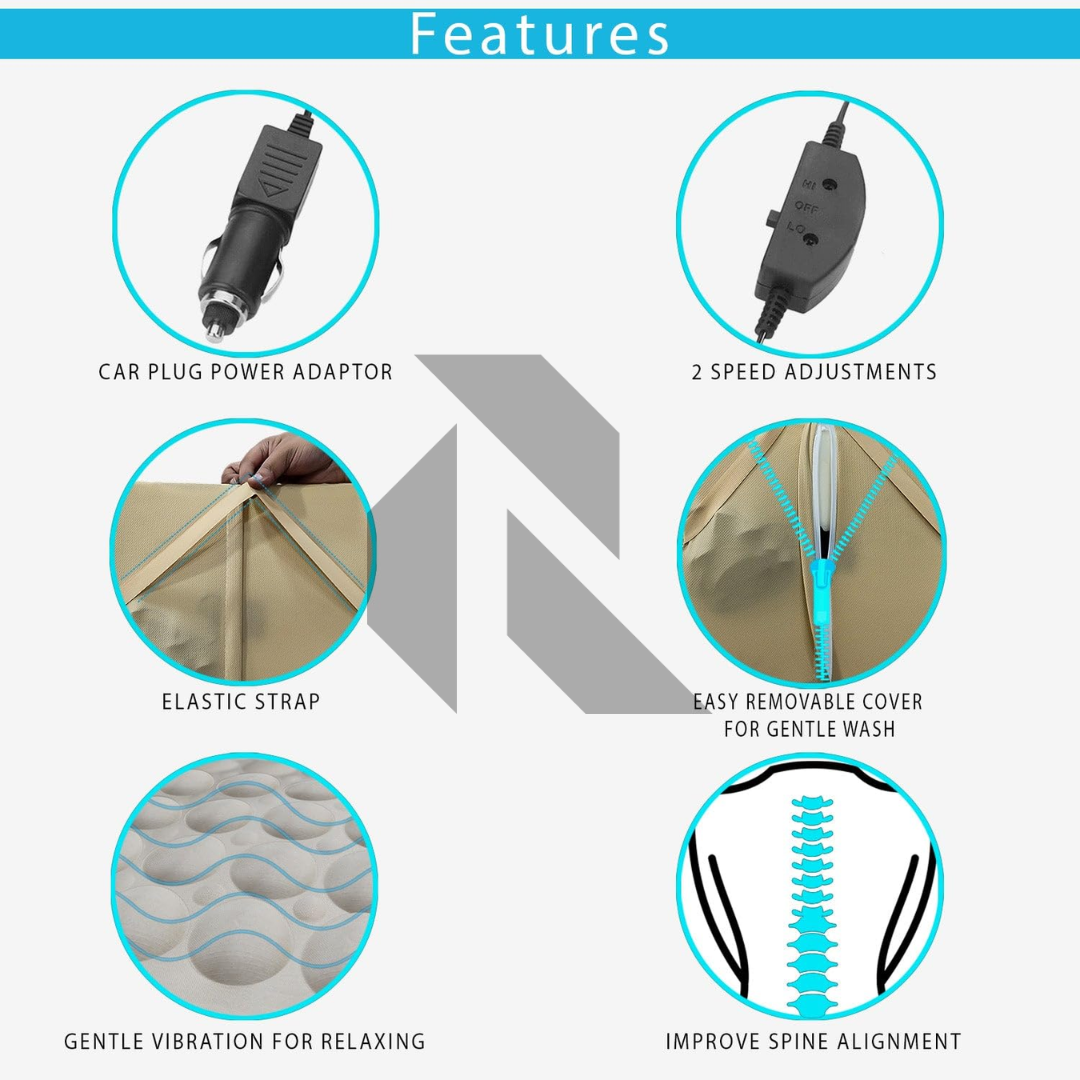 Universal Lumbar Support Massage Cushion 12V – Car Backrest Pillow for Back Posture Support & Driving Comfort