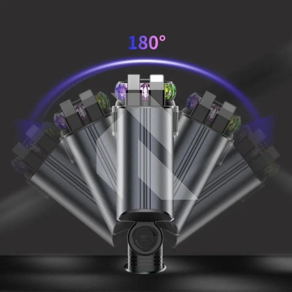 180W Car Charger with Starlight Ambient Light, Aromatherapy & Retractable Cables – LC-049