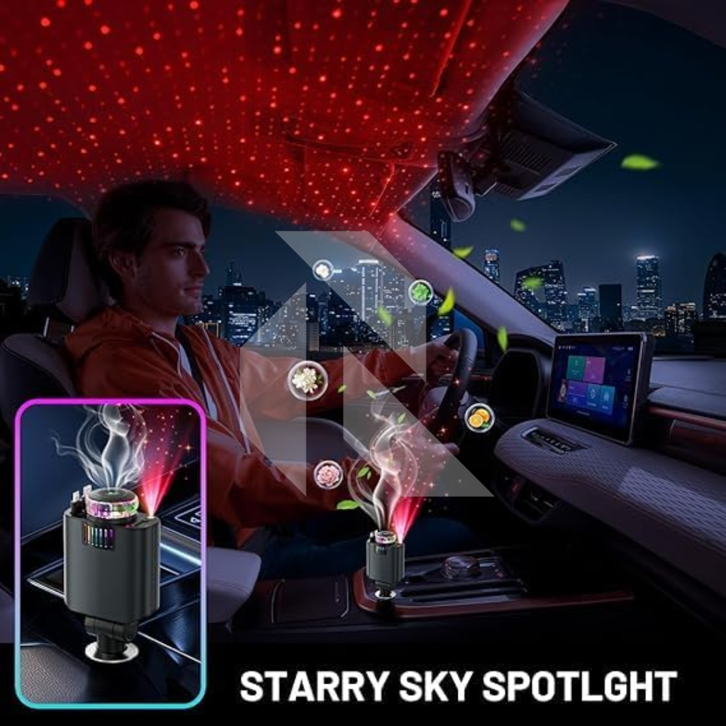 180W Car Charger with Starlight Ambient Light, Aromatherapy & Retractable Cables – LC-049