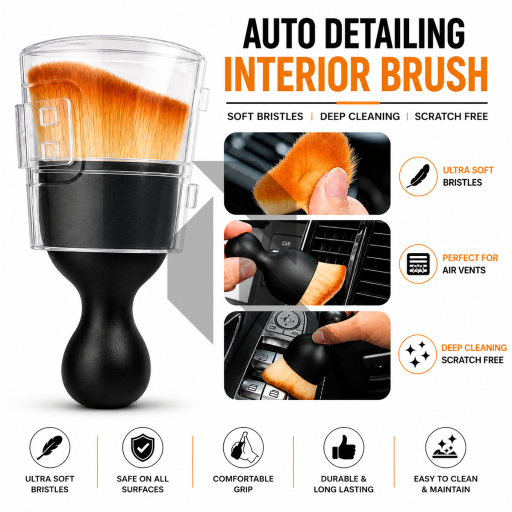 Car Interior Dust Brush – Soft Bristles Detailing & Dusting Brush