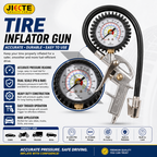 220 PSI Analog Tire Pressure Gauge with Air Inflator Gun – Air Compressor Tire Inflating Tool