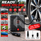 12V 260PSI Portable Air Compressor – Heavy Duty Tyre Inflator Pump for Cars, Bikes, Bicycles & Balls
