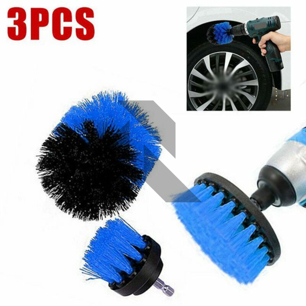 3-Piece Drill Brush Set – Power Scrubber for Car Detailing, Wheels, Tires, Seats & Interior
