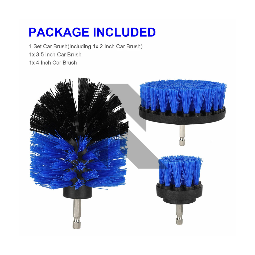 3-Piece Drill Brush Set – Power Scrubber for Car Detailing, Wheels, Tires, Seats & Interior