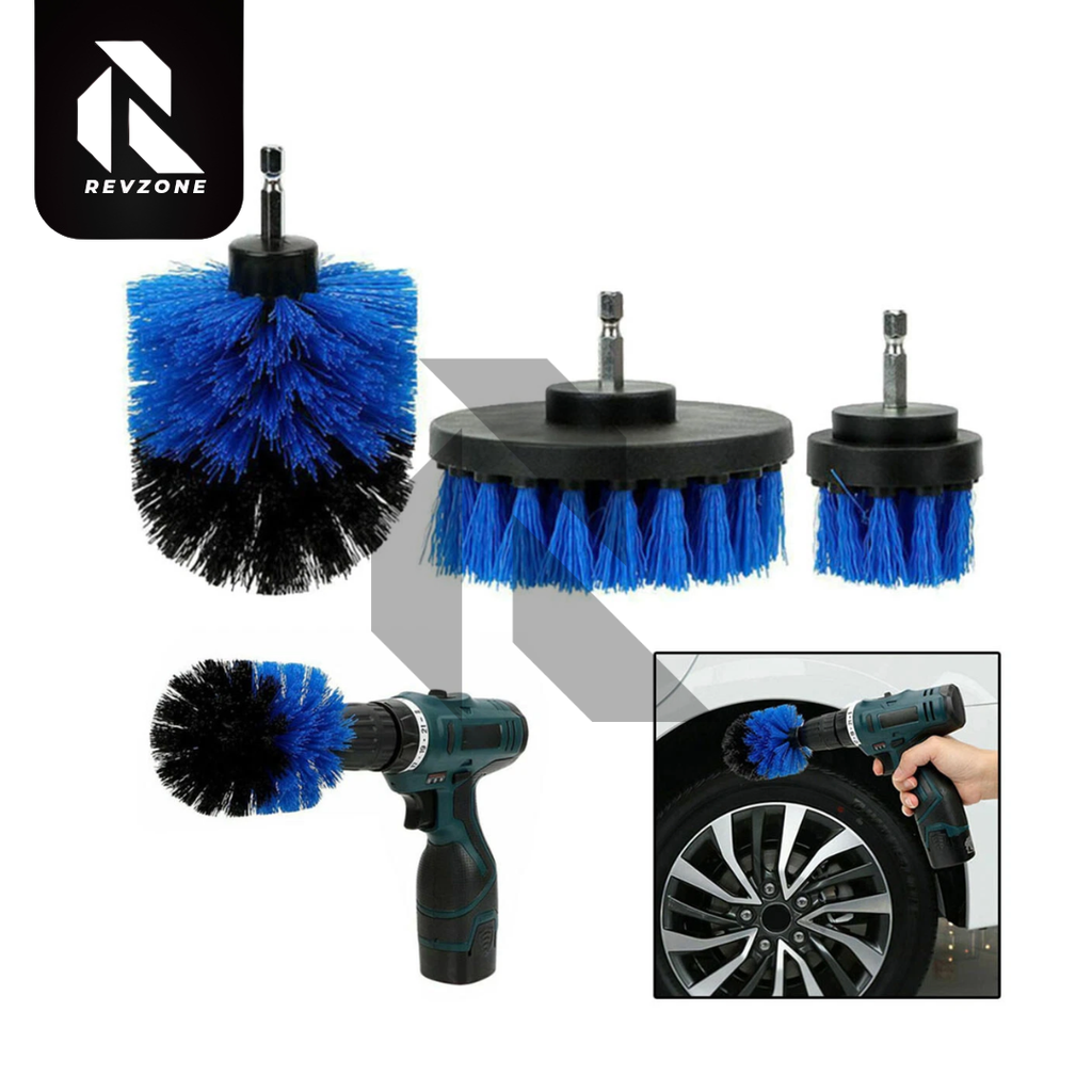 3-Piece Drill Brush Set – Power Scrubber for Car Detailing, Wheels, Tires, Seats & Interior