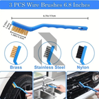 3 Pcs Mini Wire Brush Set – Brass, Nylon & Stainless Steel Detailing Brushes
