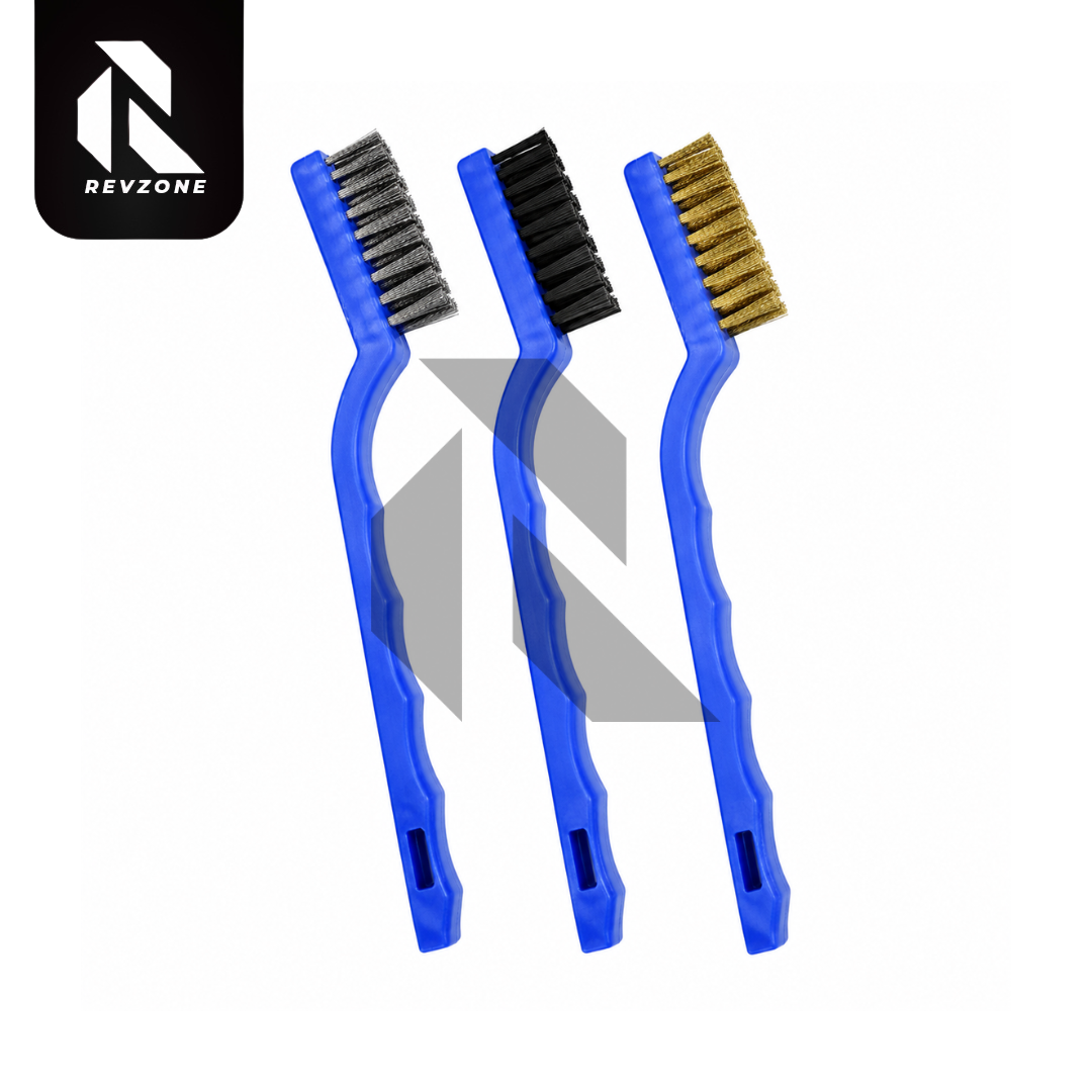 3 Pcs Mini Wire Brush Set – Brass, Nylon & Stainless Steel Detailing Brushes