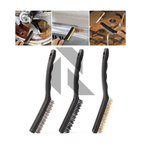 3-Piece Large Wire Brush Set – PP, Brass & Steel for Rust, Upholstery & Heavy-Duty Cleaning