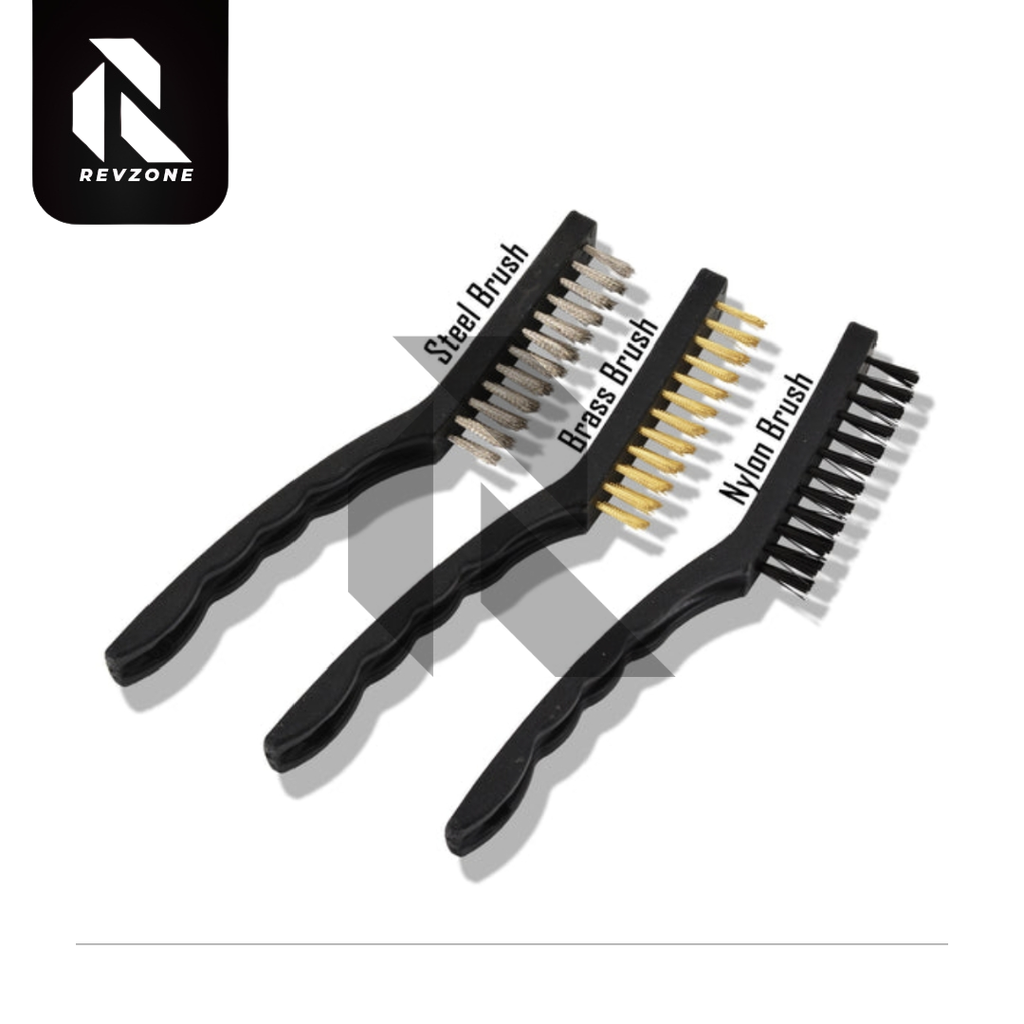 3-Piece Large Wire Brush Set – PP, Brass & Steel for Rust, Upholstery & Heavy-Duty Cleaning
