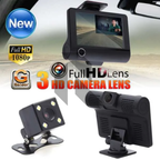 3 Channel Dash Cam 1080P Full HD – Front + Inside + Rear Recording Car Camera with Night Vision & G-Sensor