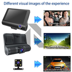 3 Channel Dash Cam 1080P Full HD – Front + Inside + Rear Recording Car Camera with Night Vision & G-Sensor