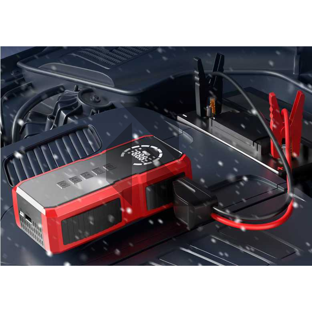 Portable 4-in-1 Car Jump Starter with Air Compressor, Power Bank & LED Emergency Light