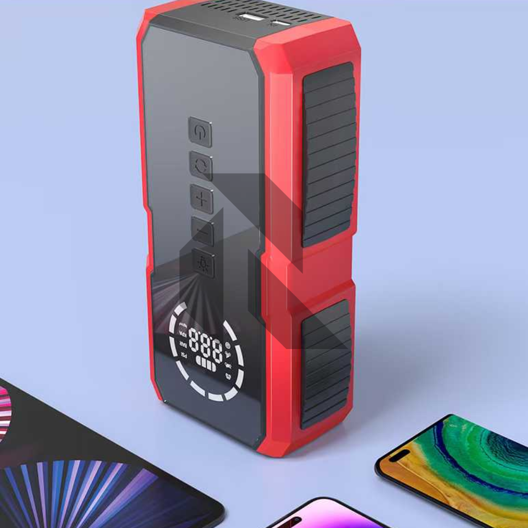 Portable 4-in-1 Car Jump Starter with Air Compressor, Power Bank & LED Emergency Light