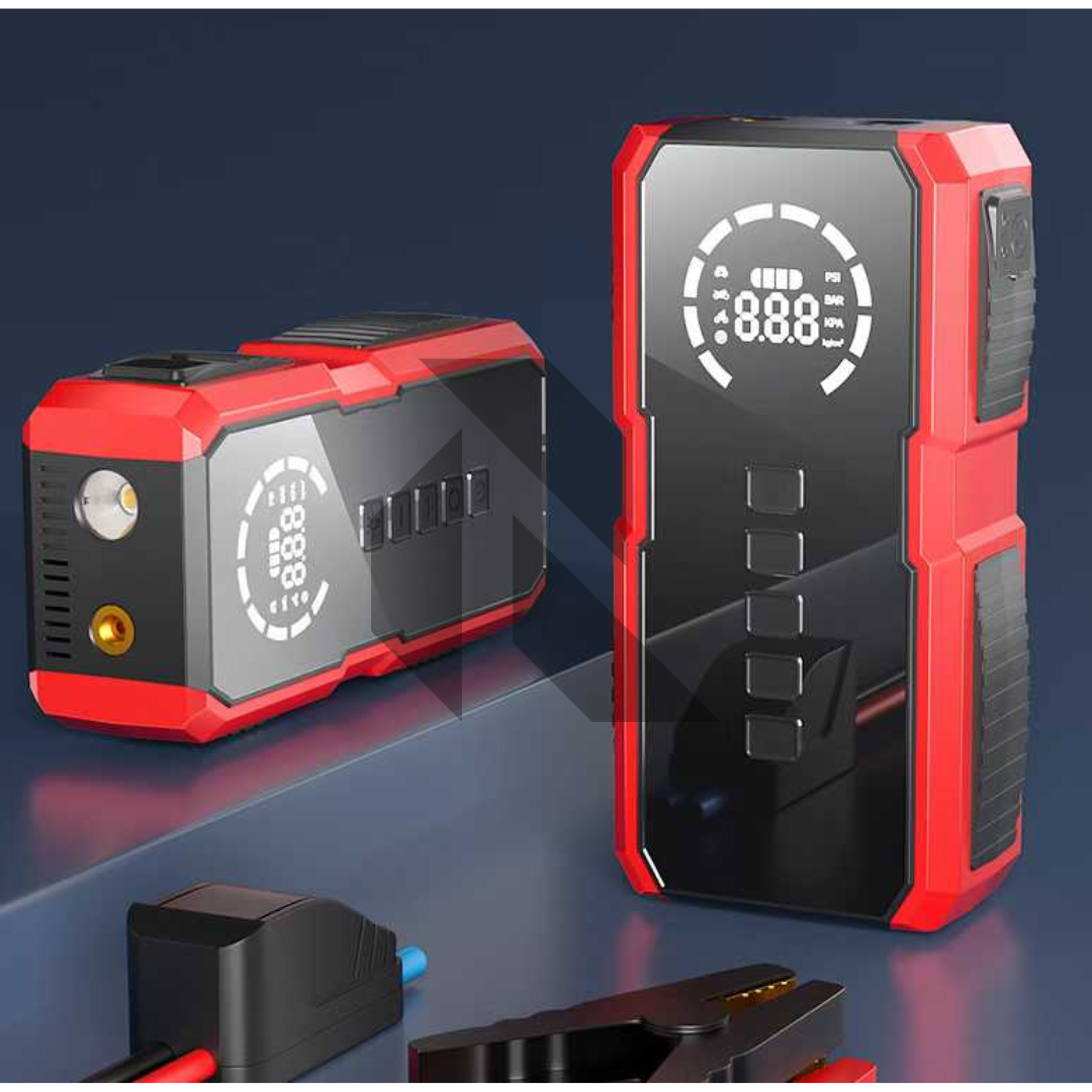 Portable 4-in-1 Car Jump Starter with Air Compressor, Power Bank & LED Emergency Light