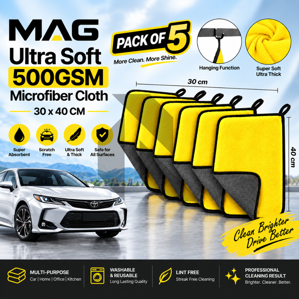 MAG Ultra Soft 500GSM Microfiber Cleaning Cloth 30x40CM – Thick Scratch-Free Towel