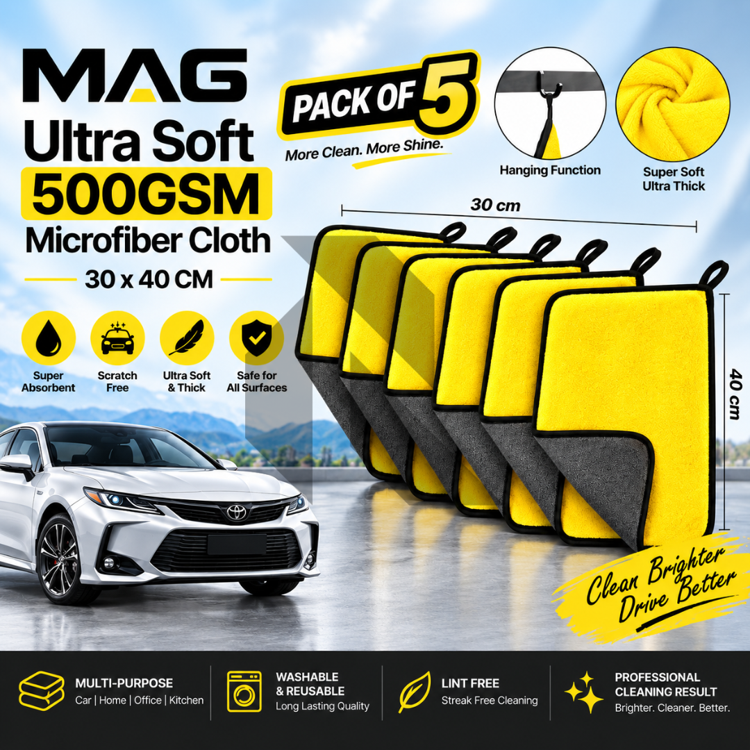 MAG Ultra Soft 500GSM Microfiber Cleaning Cloth 30x40CM – Thick Scratch-Free Towel
