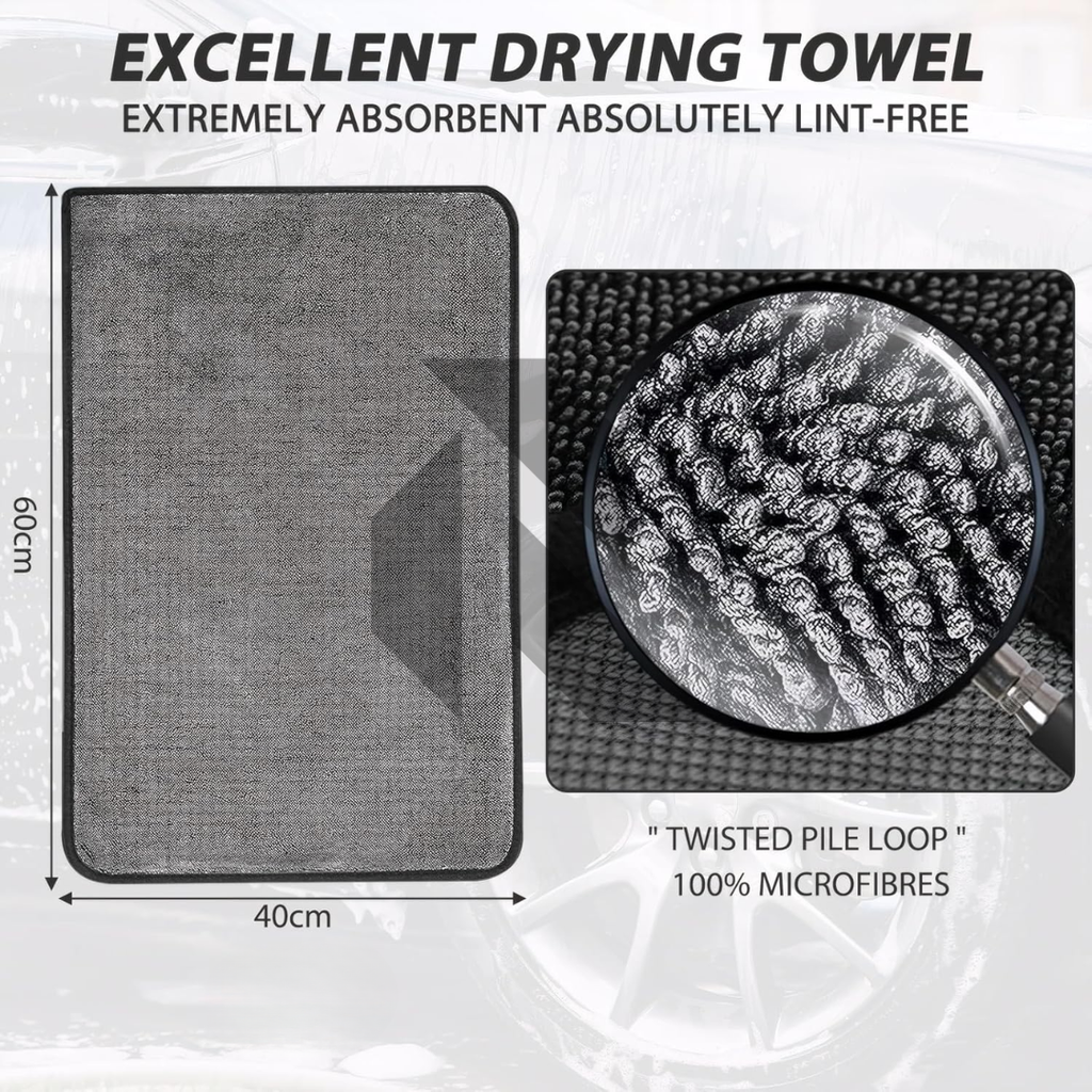 Single Twisted Loop Microfiber Drying Towel 600GSM