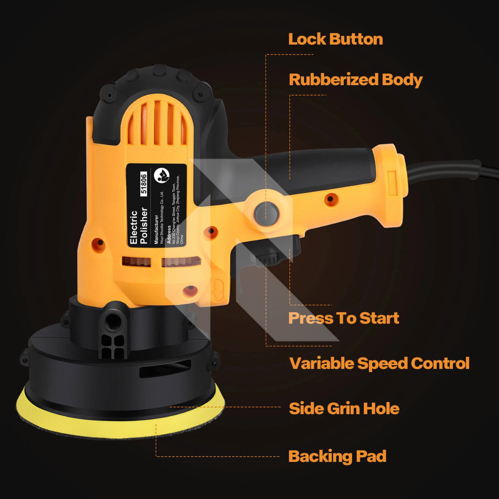 220V Professional 125MM Electric Car Polisher Machine – 700W Variable Speed Car Orbit Waxer