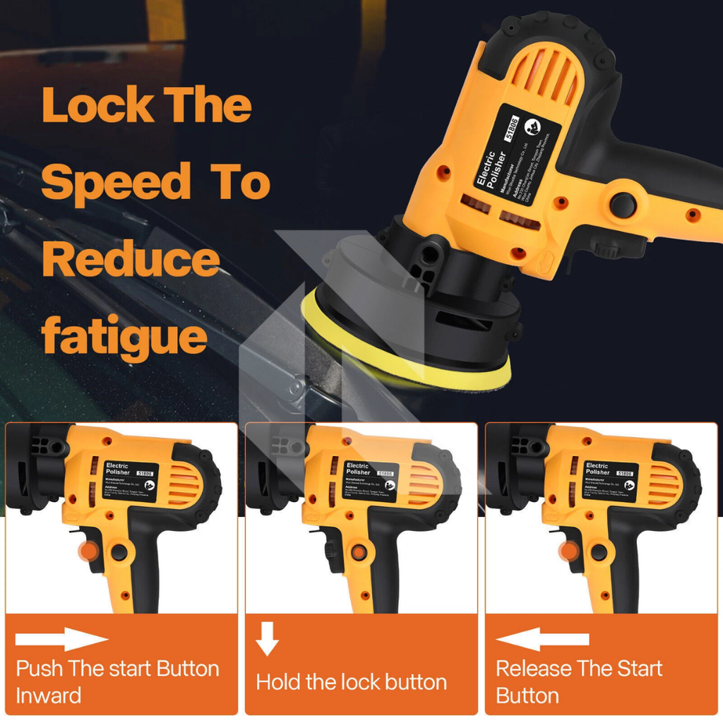 220V Professional 125MM Electric Car Polisher Machine – 700W Variable Speed Car Orbit Waxer
