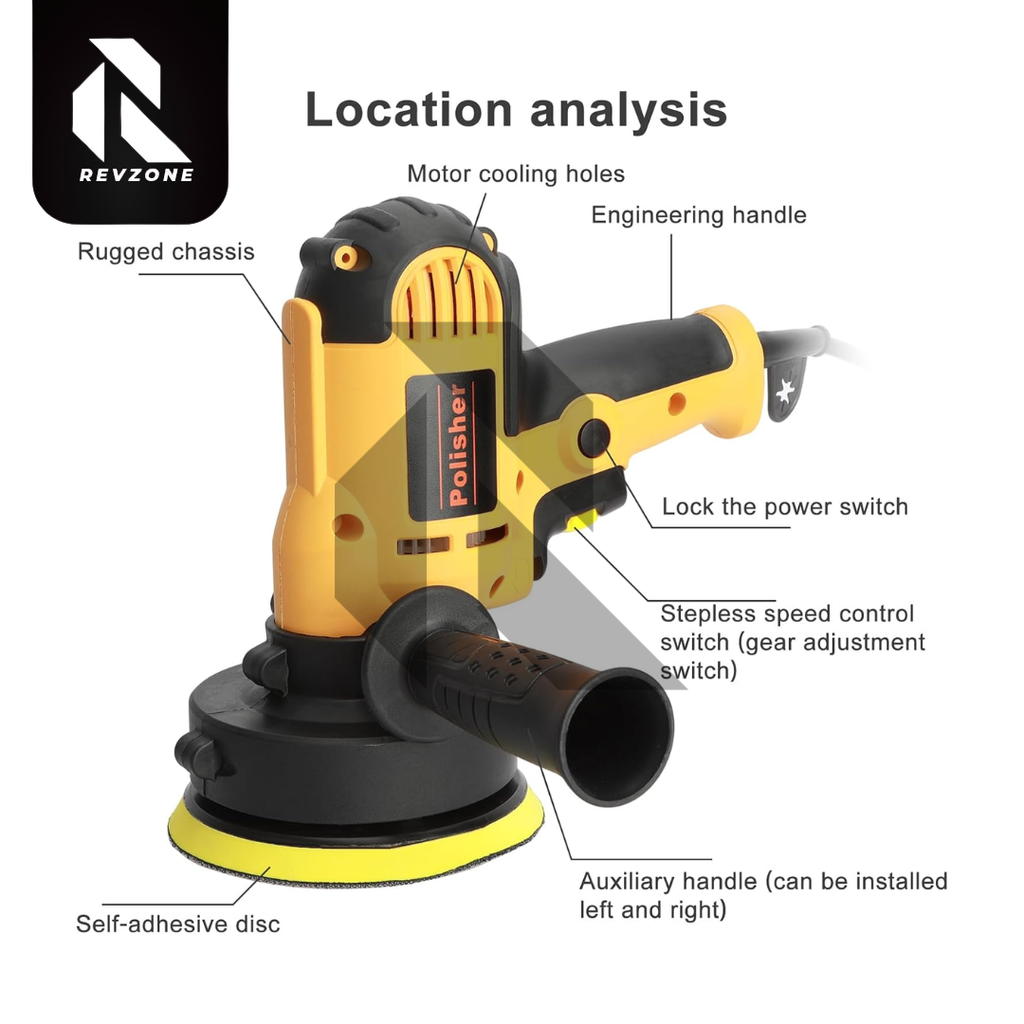 220V Professional 125MM Electric Car Polisher Machine – 700W Variable Speed Car Orbit Waxer