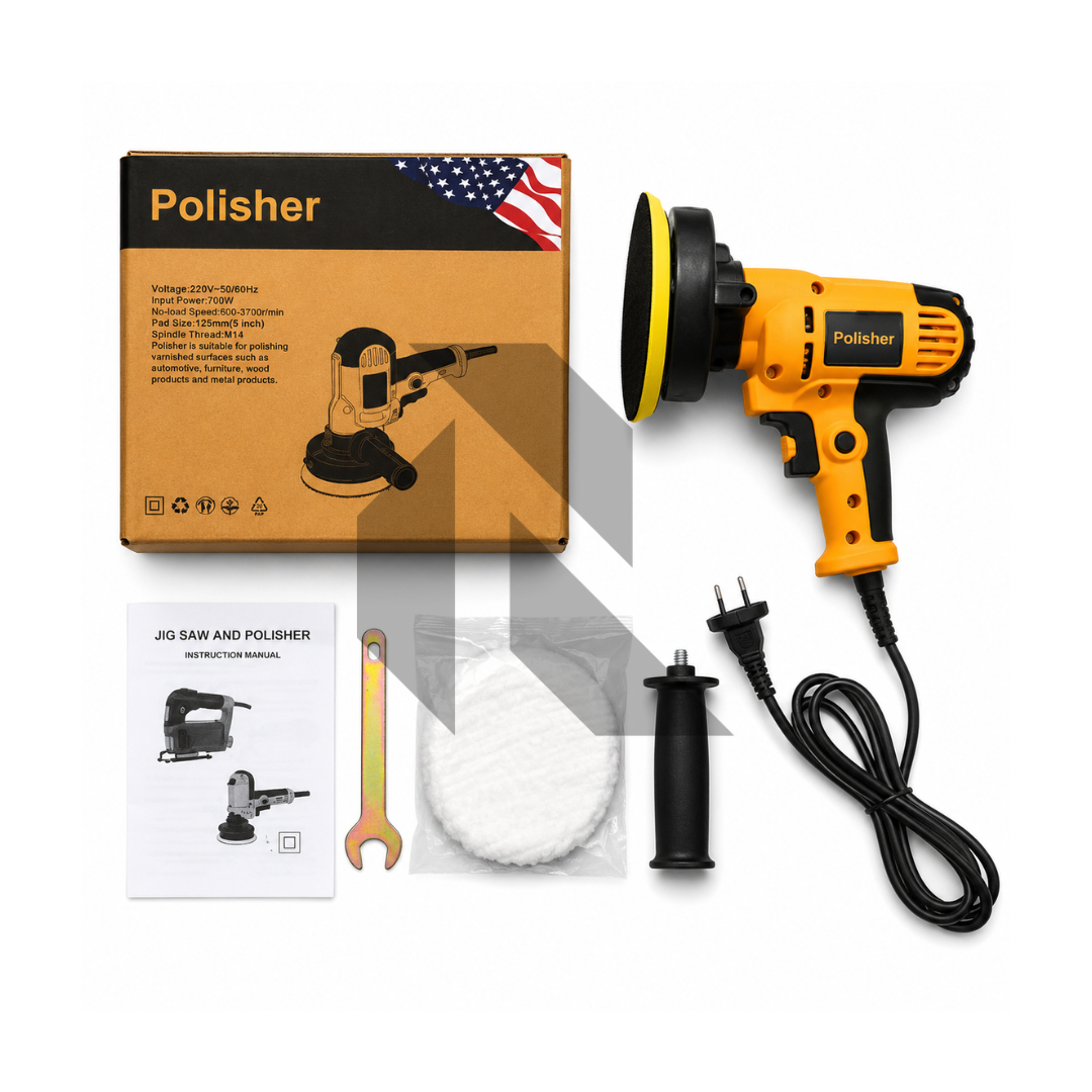 220V Professional 125MM Electric Car Polisher Machine – 700W Variable Speed Car Orbit Waxer