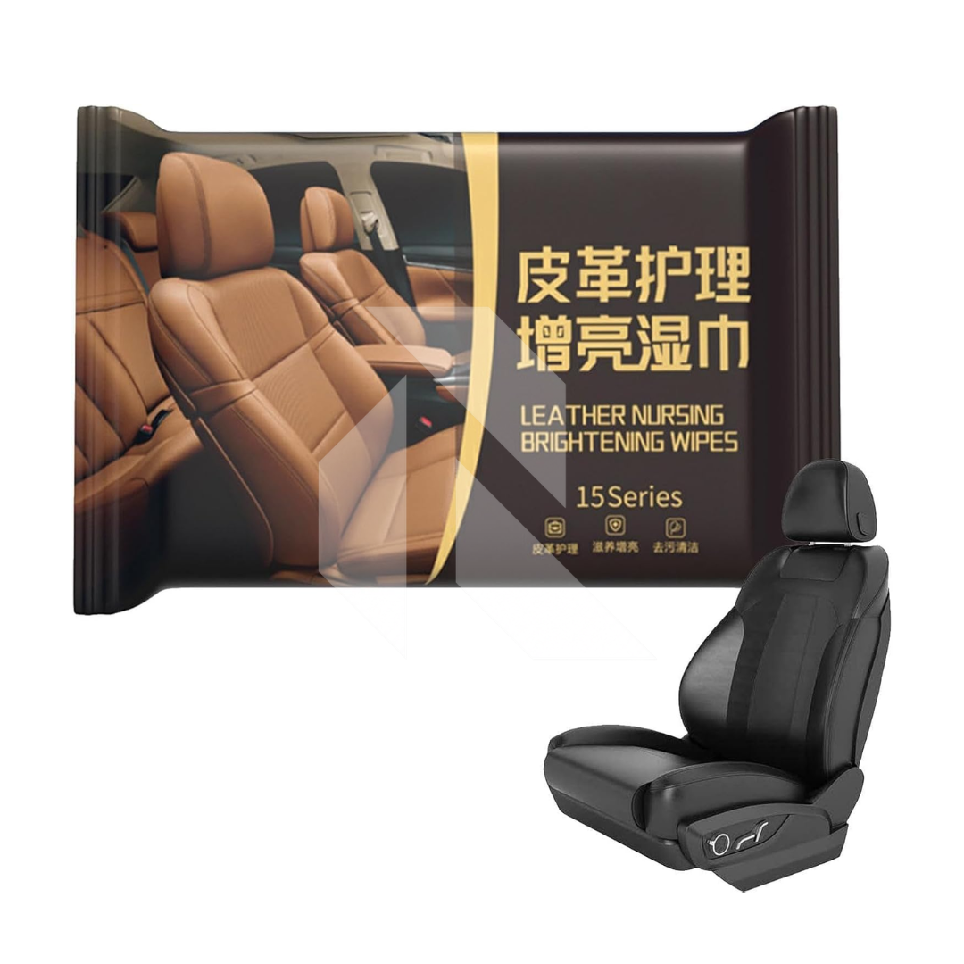 Leather Care & Polishing Wipes – 80 Cleaning Wipes for Car Leather Seats, Dashboard & Interior Care