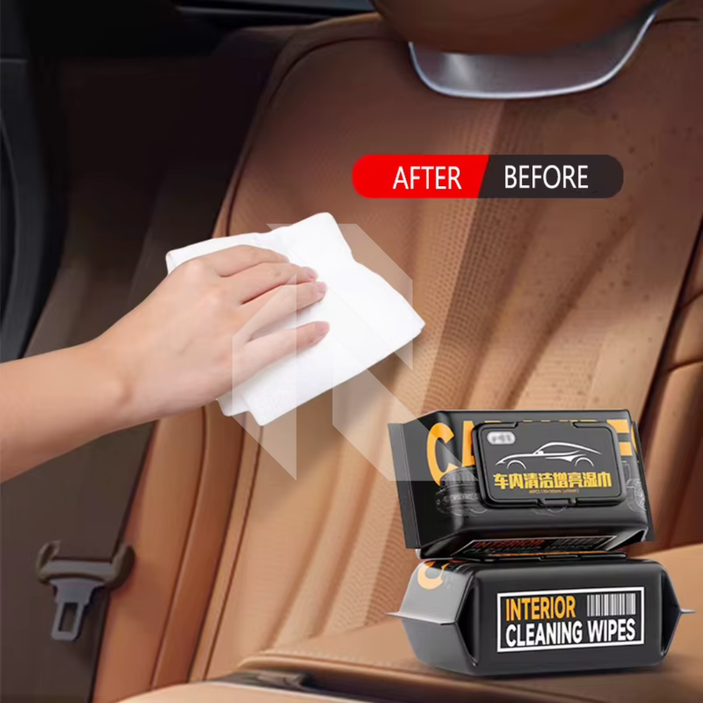 Leather Care & Polishing Wipes – 80 Cleaning Wipes for Car Leather Seats, Dashboard & Interior Care