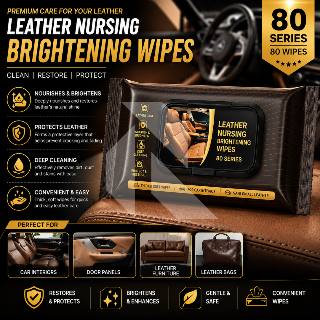 Leather Care & Polishing Wipes – 80 Cleaning Wipes for Car Leather Seats, Dashboard & Interior Care Main image