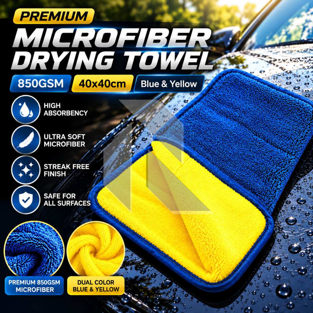 Premium Microfiber Drying Towel 850GSM 40x40CM Blue & Yellow Main image