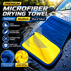 Premium Microfiber Drying Towel 850GSM 40x40CM Blue & Yellow