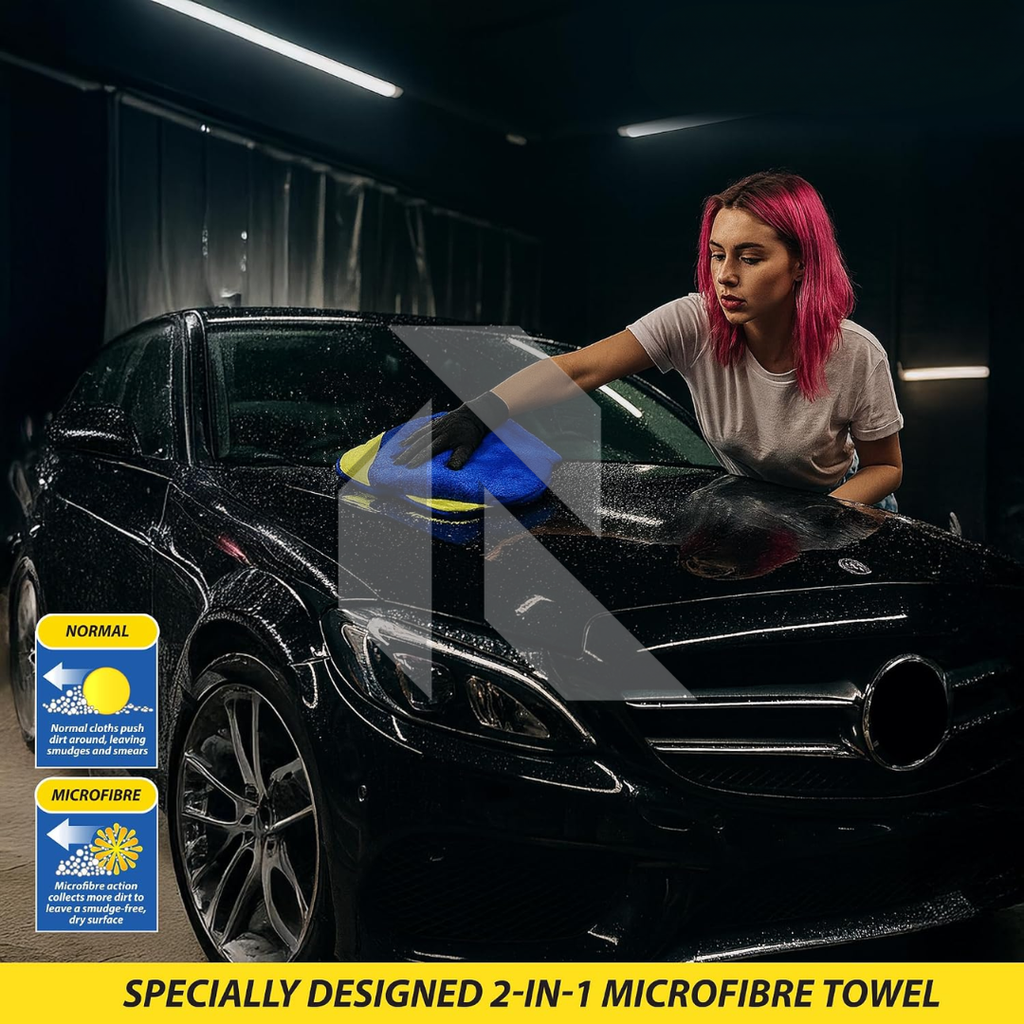 Premium Microfiber Drying Towel 850GSM 40x40CM Blue & Yellow