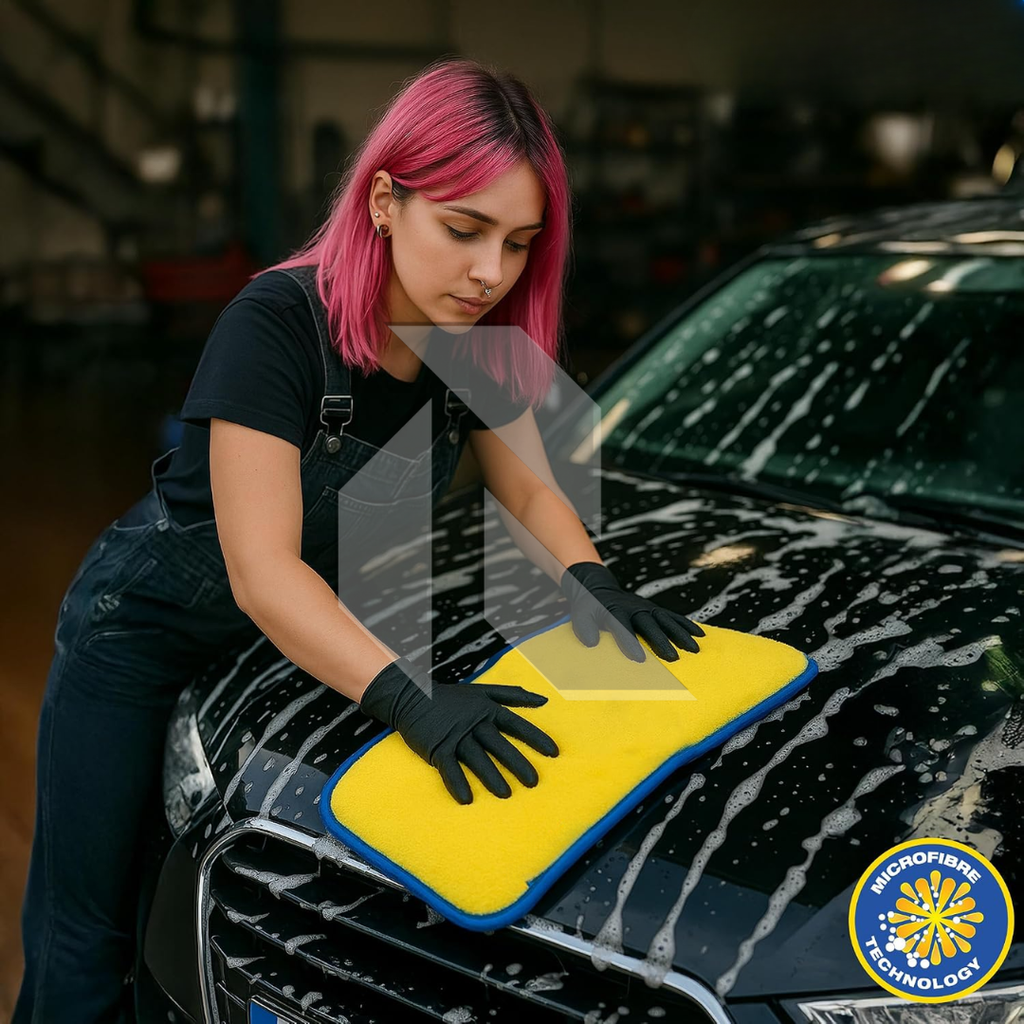 Premium Microfiber Drying Towel 850GSM 40x40CM Blue & Yellow