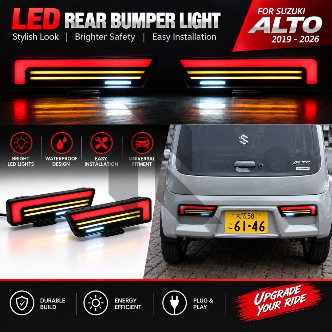 Suzuki Alto 2019-2026 660cc LED Rear Bumper Lights – Lava Style Imported Tail Lights Main image