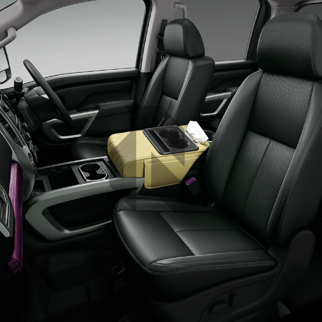 Multifunctional Car Armrest Cushion with Cup & Phone Holder – Center Console Protective Cover