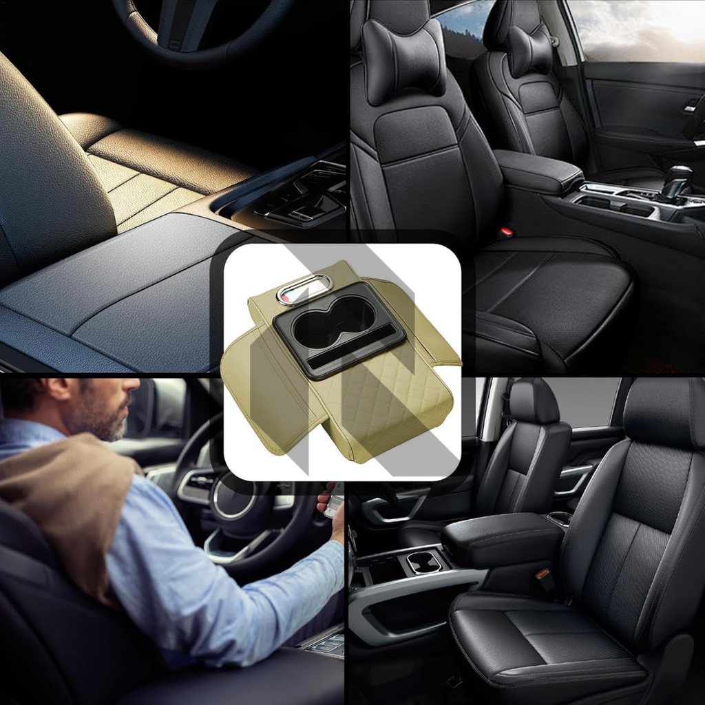Multifunctional Car Armrest Cushion with Cup & Phone Holder – Center Console Protective Cover