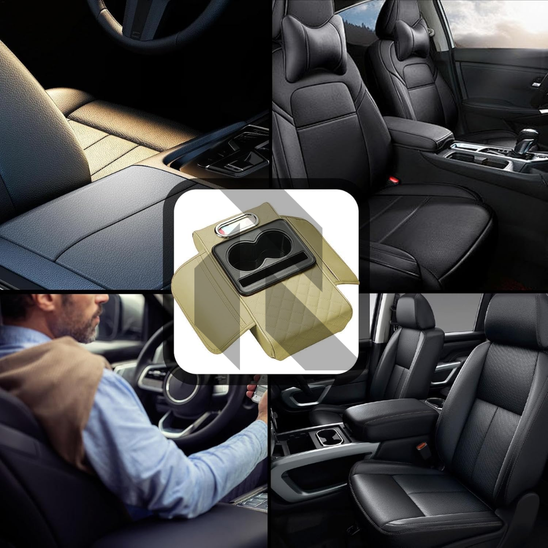 Multifunctional Car Armrest Cushion with Cup & Phone Holder – Center Console Protective Cover