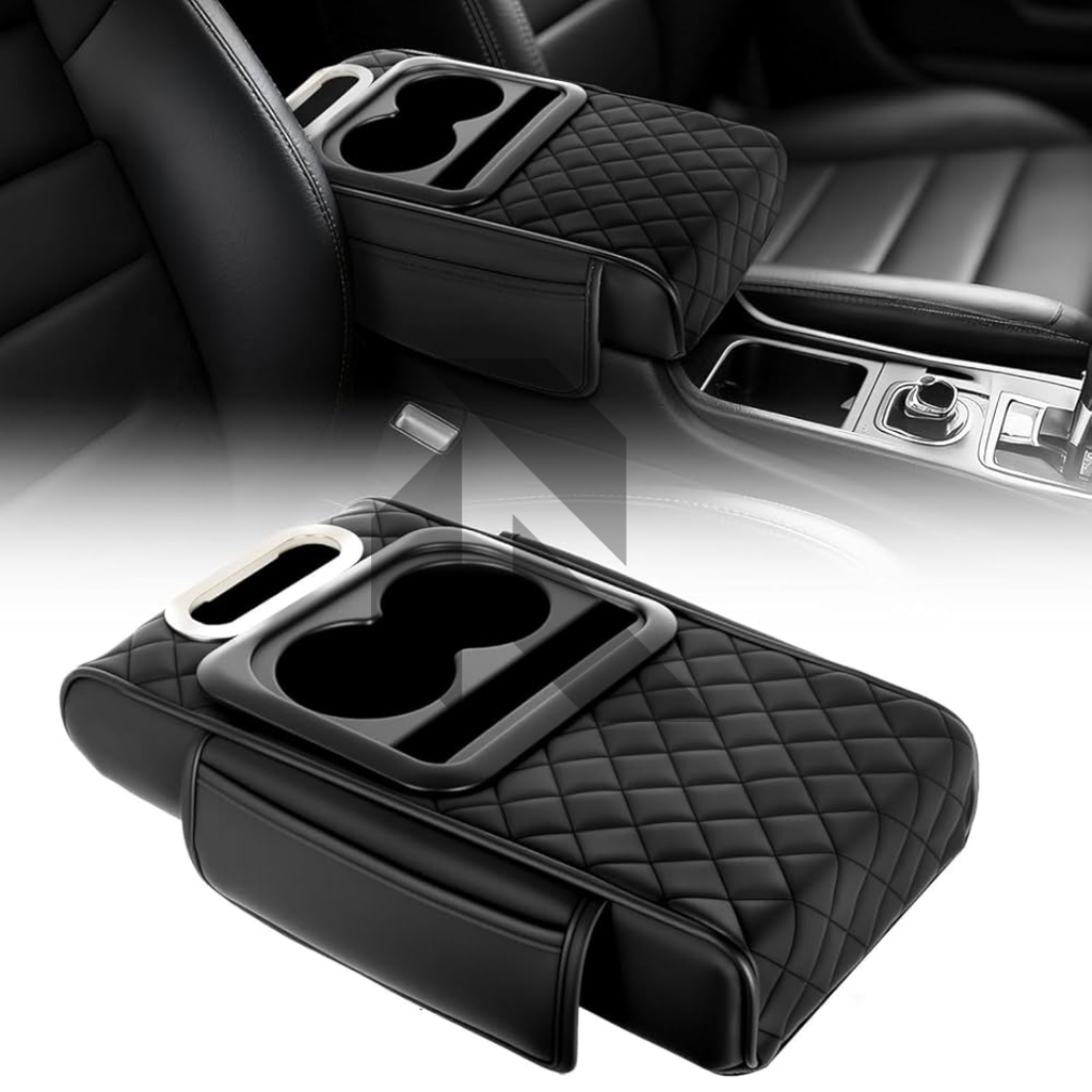 Multifunctional Car Armrest Cushion with Cup & Phone Holder – Center Console Protective Cover