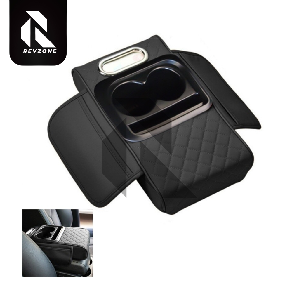 Multifunctional Car Armrest Cushion with Cup & Phone Holder – Center Console Protective Cover
