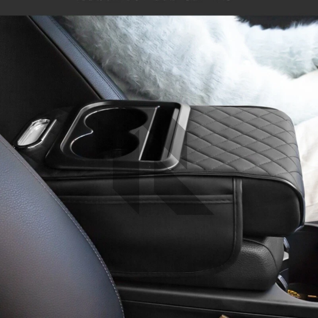 Multifunctional Car Armrest Cushion with Cup & Phone Holder – Center Console Protective Cover