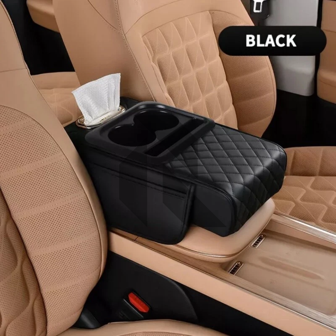 Multifunctional Car Armrest Cushion with Cup & Phone Holder – Center Console Protective Cover