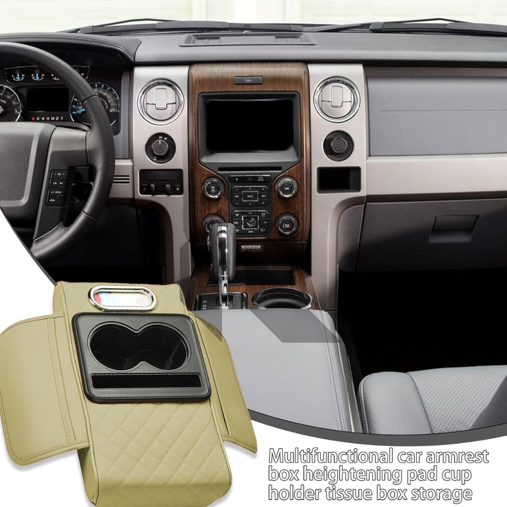Multifunctional Car Armrest Cushion with Cup & Phone Holder – Center Console Protective Cover