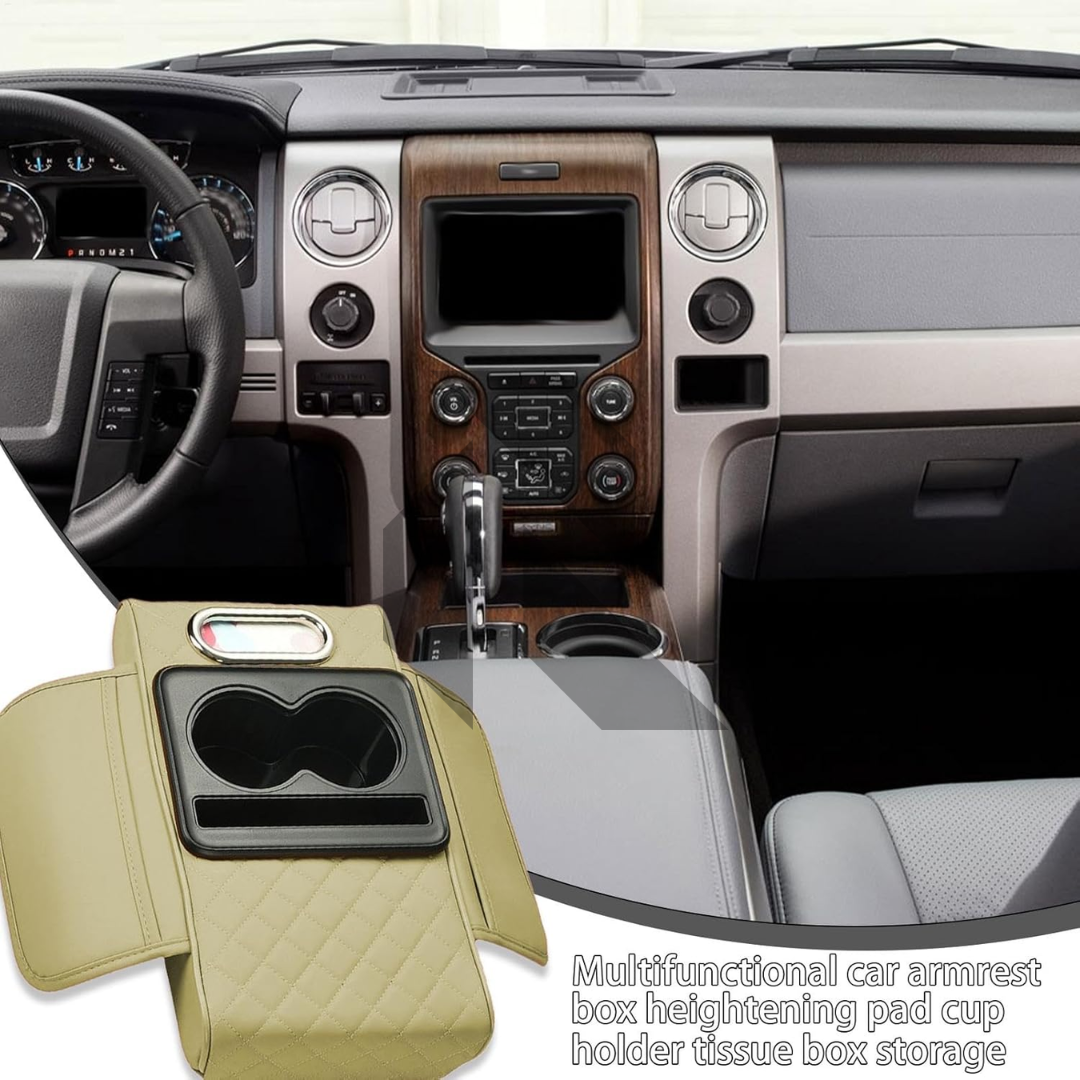 Multifunctional Car Armrest Cushion with Cup & Phone Holder – Center Console Protective Cover