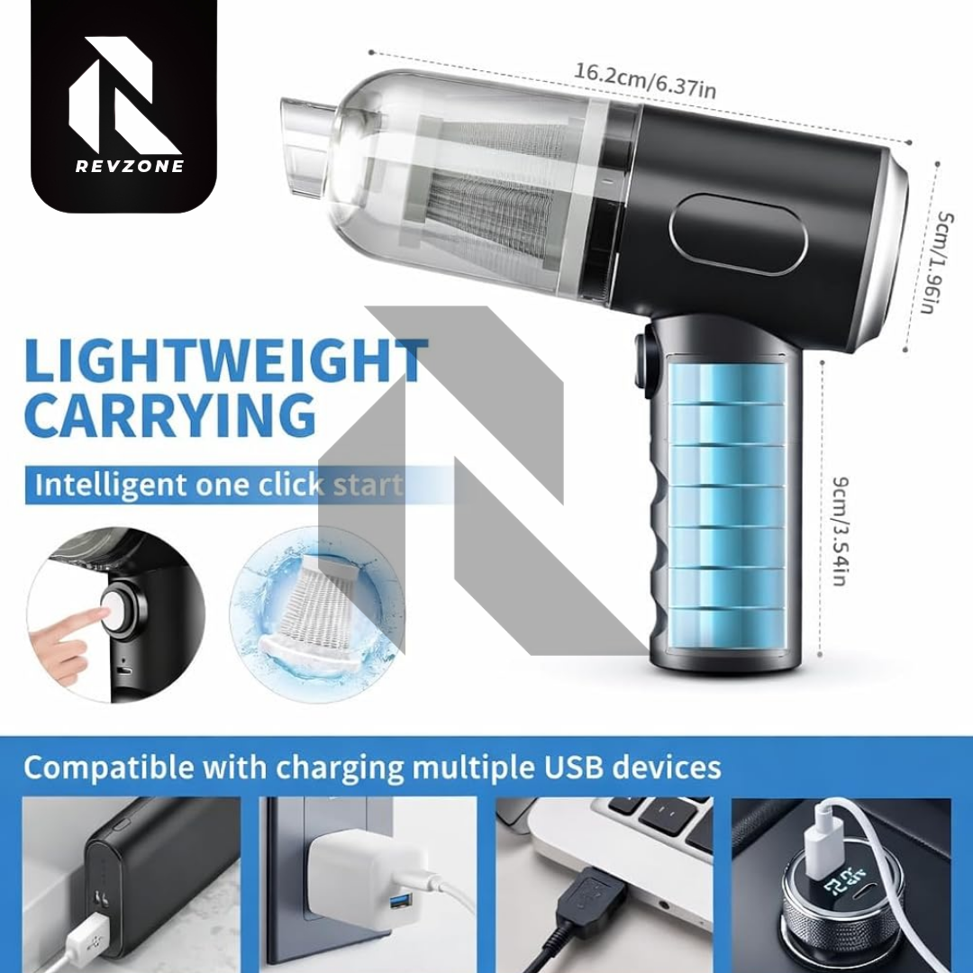 3-in-1 Portable Mini Vacuum Cleaner AS-228 – High Power Suction USB Rechargeable Car & Home Cleaning