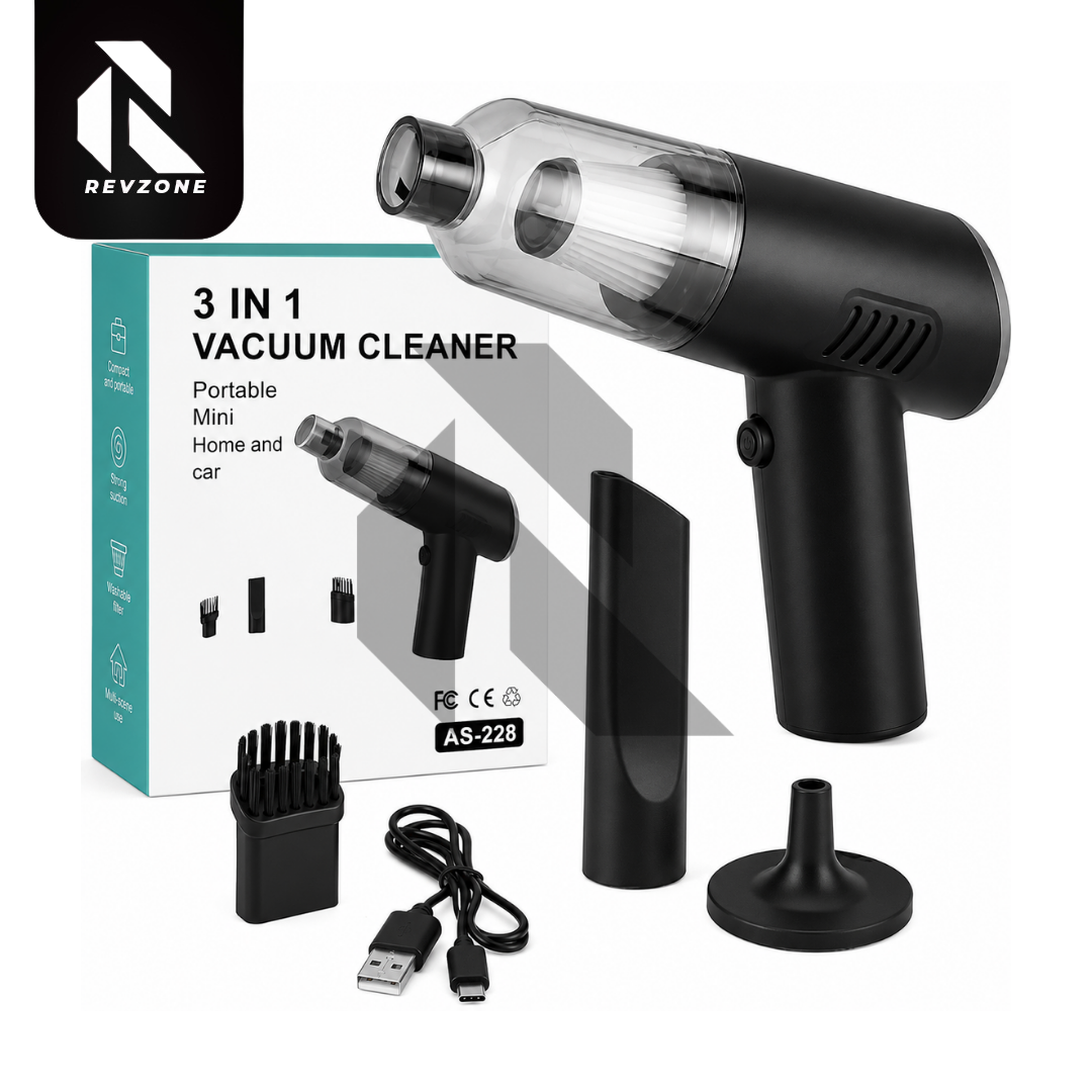 3-in-1 Portable Mini Vacuum Cleaner AS-228 – High Power Suction USB Rechargeable Car & Home Cleaning Main image