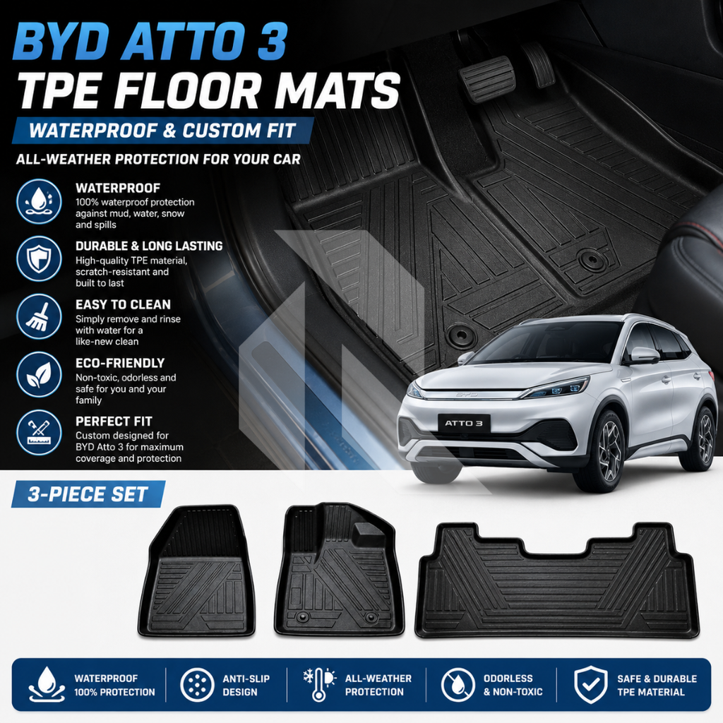 BYD Atto 3 TPE Floor Mats – Waterproof & Custom Fit All-Weather Car Floor Mats