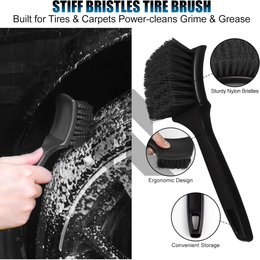 Stiff Bristles Tire Brush – Curved Design for Deep Wheel & Tire Cleaning Secondary image