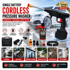 Cordless High Pressure Washer – Rechargeable Car Washer with Single Battery Free 100ML Shampoo