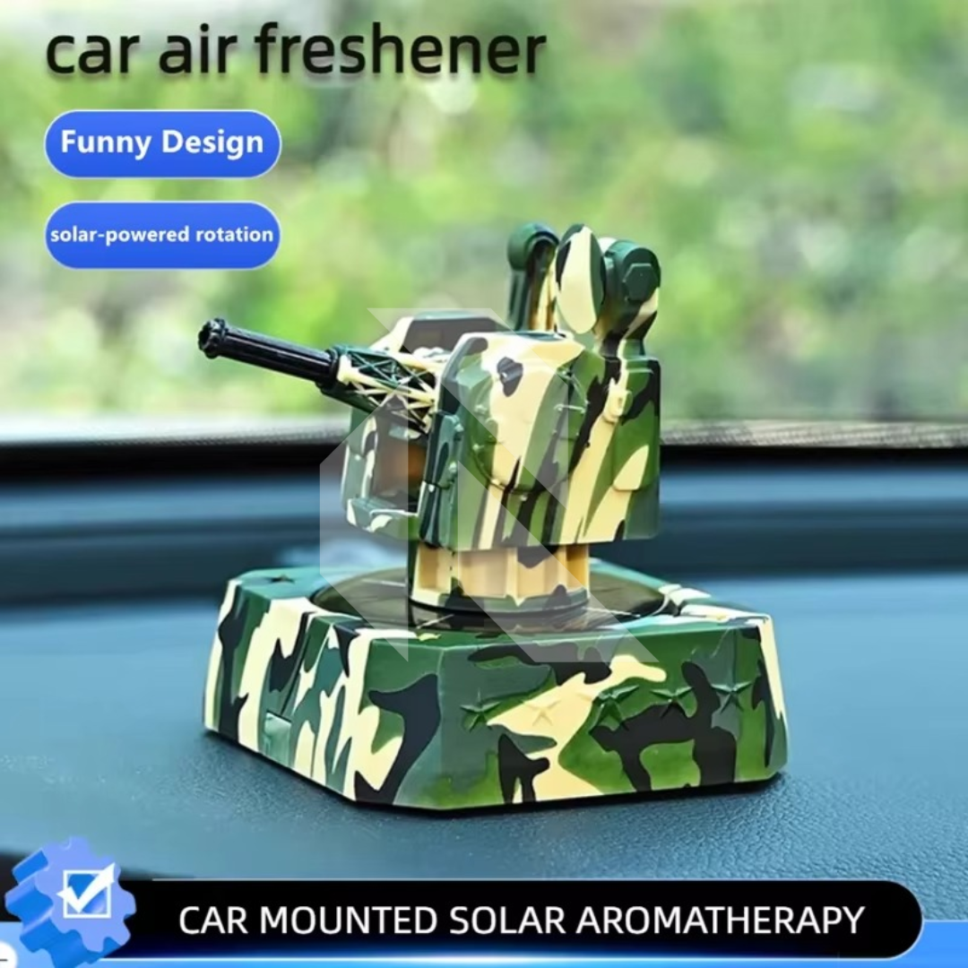 Solar Car Air Freshener Diffuser with Solar Rotation Cannon Shape – Dashboard Car Perfume